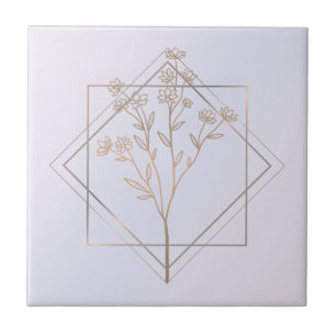 Carreau Lavande gris avec design floral doré
