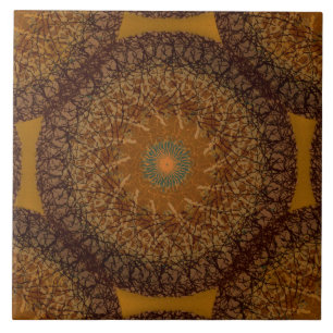 Carreau Le Boho Mandala, jaune moutarde Brown les années 