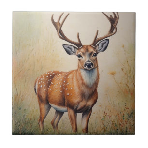Carreau Le Cerf Majestic Dans La Forêt D'Automne