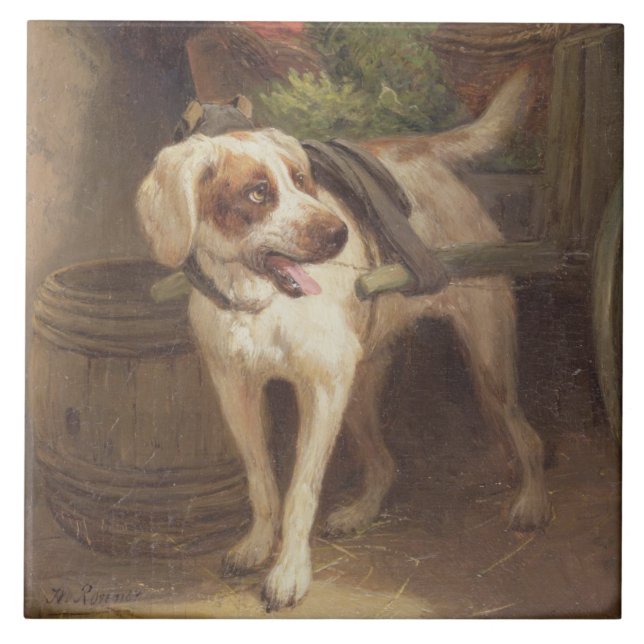 Carreau Le chien de l'épicier (huile sur le panneau) (Devant)