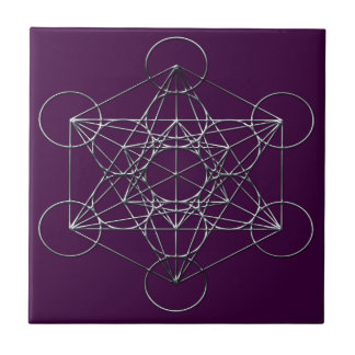Carreau Le cube de Metatron argenté en métal