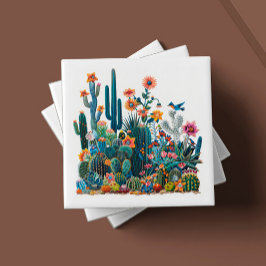 Carreau Le désert fleurit le mirage luxuriant