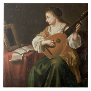 Carreau Le joueur de luth (huile sur le panneau)