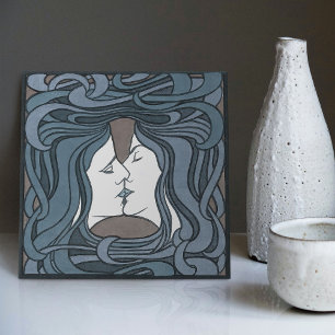 Carreau Le Kiss Peter Behrens Art Nouveau Art Déco Cerami