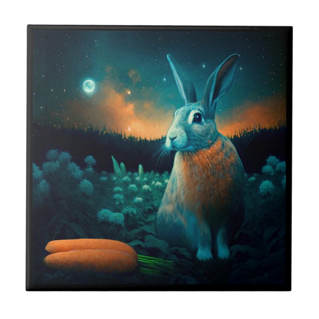 Carreau Le lapin de la prospérité au clair de lune (Devant)