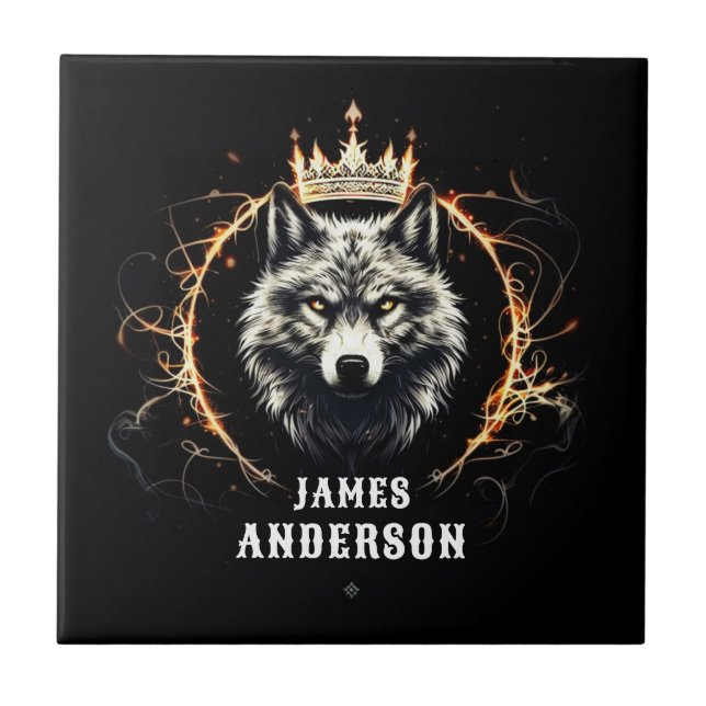 Carreau Le Loup Alpha. Ajouter du texte ou un nom sur un c (Devant)