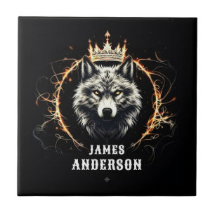 Carreau Le loup Alpha. Ajouter un texte ou un nom sur le c