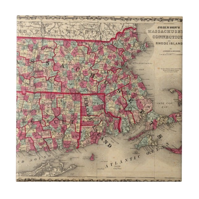 Carreau Le Massachusetts, le Connecticut, et Île de Rhode (Devant)