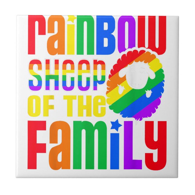Carreau Le Mouton Arc-En-Ciel De La Fierté LGBT Familiale (Devant)