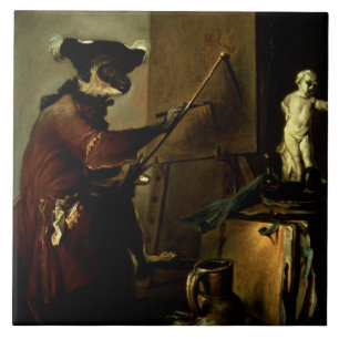 Carreau Le peintre de singe, 1740 (huile sur la toile)