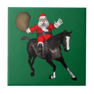 Carreau Le Père Noël Monte Un Cheval Noir