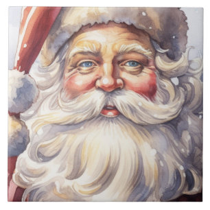 Carreau Le Père Noël rétro dans un Noël Casquette rouge