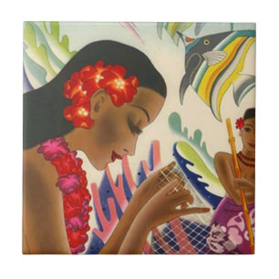 Carreau Le poisson tropical de Vintage voyage prend la