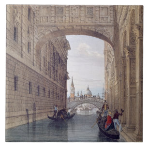 Carreau Le pont des soupirs, Venise, gravée par Lefevre (