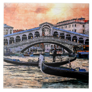 Carreau Le pont du Rialto. Venise. Italie.