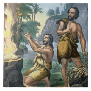 Carreau Le sacrifice de Caïn et d'Abel, d'une copie de
