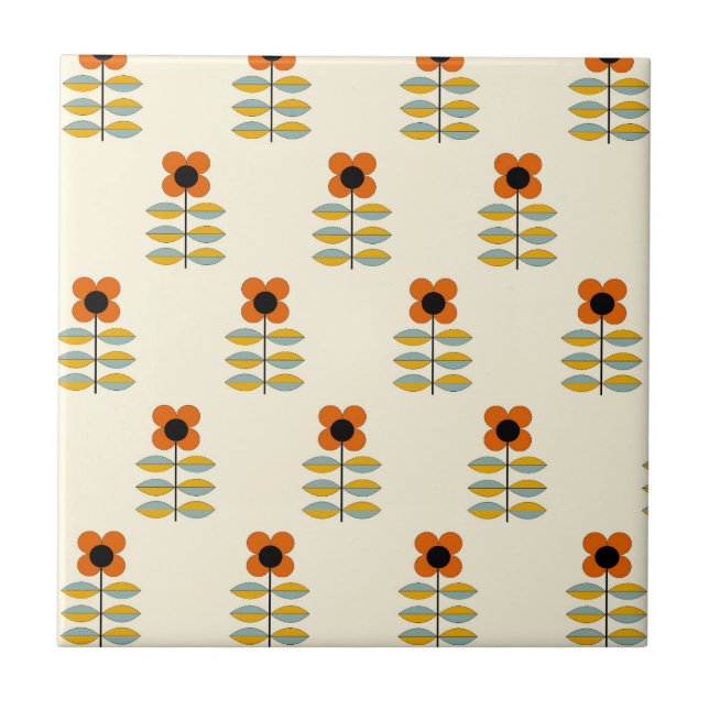 Carreau Le Scandinave a inspiré le motif floral orange (Devant)