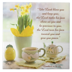 Carreau Le Seigneur Vous Bénit Bible Verse Tea Party Daffo