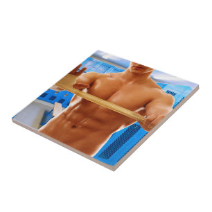 Carreau Le SlipperyJoe's torse nu homme musclé abs poitrin