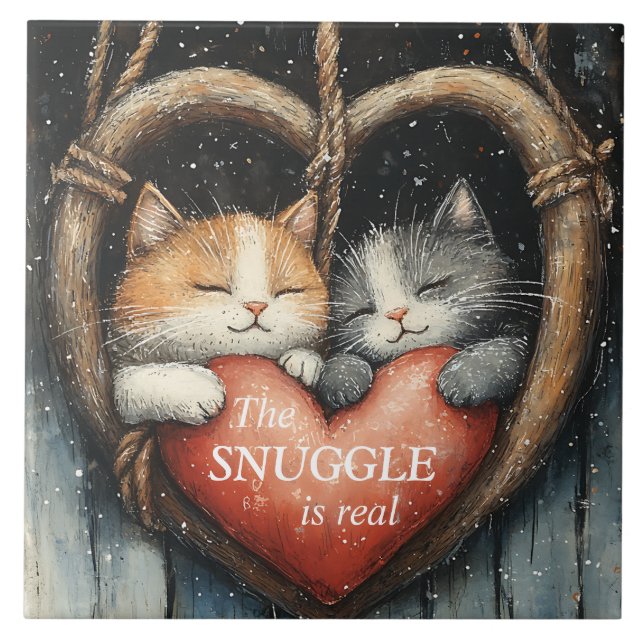Carreau Le Snuggle est Vraiment Cosy Chat Love Carrelage e (Devant)