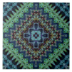 Carreau Le vert bleu a piqué le motif tribal