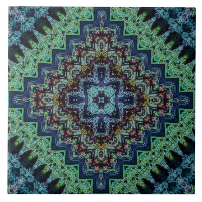 Carreau Le vert bleu a piqué le motif tribal (Devant)