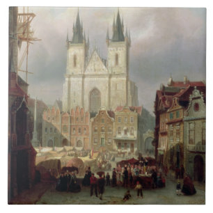 Carreau Le vieux marché à Prague, 1881 (huile sur le can