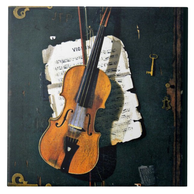 Carreau Le Vieux Violon, la peinture d'art, (Devant)