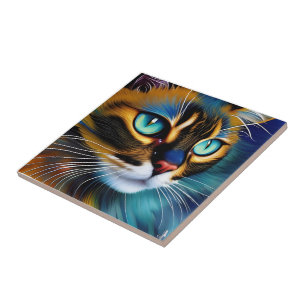Carreau Le visage d'un mignon Lynx pointe Siamese