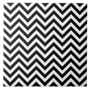 Carreau Le zigzag noir et blanc barre le motif de Chevron