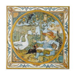Carreau Lecture d'enfants sur les animaux Walter Crane Rep