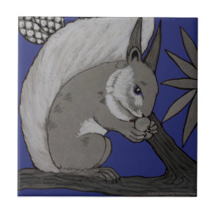 Carreau L'écureuil bleu Repro Antique Minton Staffordshir