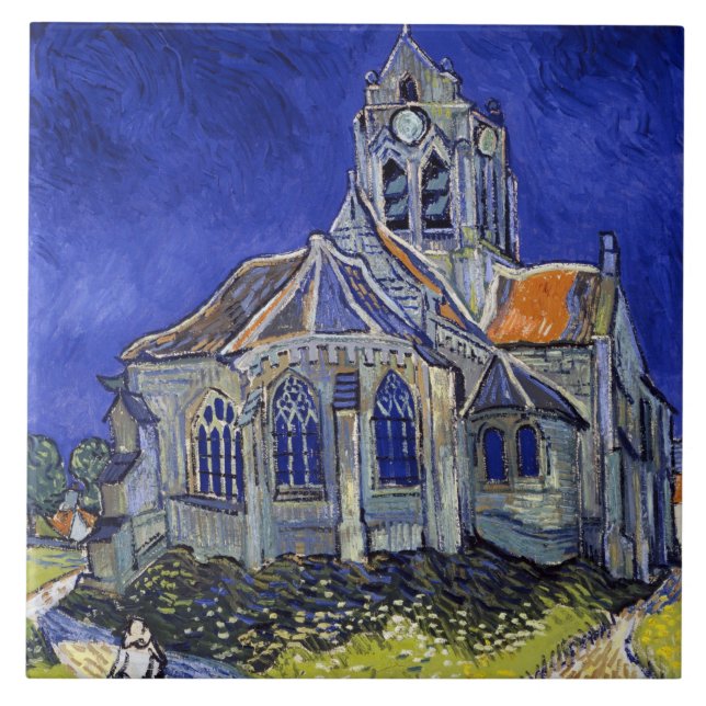 Carreau L'église d'Auvers, Van Gogh (Devant)