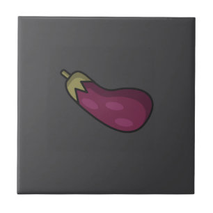 Carreau Légumes mignons motif aubergine gris