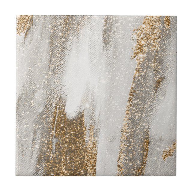 Carreau L'élégance de la céramique dorée et blanche (Devant)