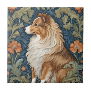 Carreau L'Élégant Chien de Shetland William Morris Inspiré