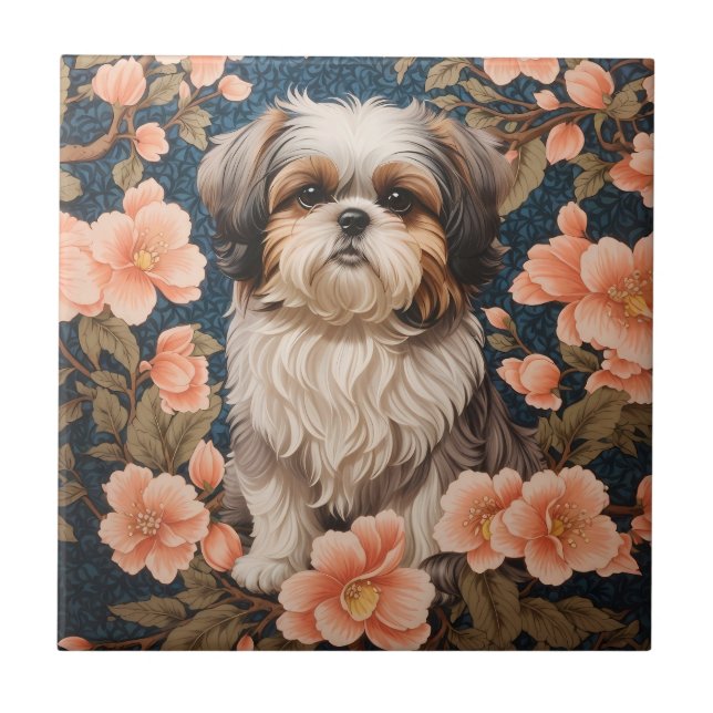 Carreau L'Élégant Chih Tzu Chien William Morris Inspiré (Devant)