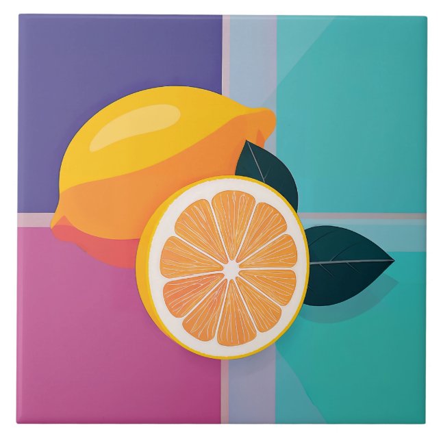 Carreau Lemons de bloc de couleur minimaliste (Devant)