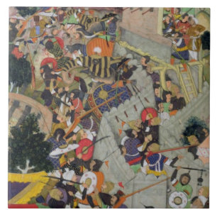 Carreau L'empereur Akbar (r.1556-1605) tire Saimal au S