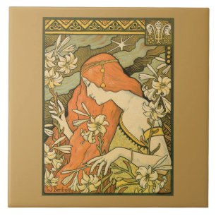 Carreau L'Ermitage French Nouveau Femme dans un champ de f