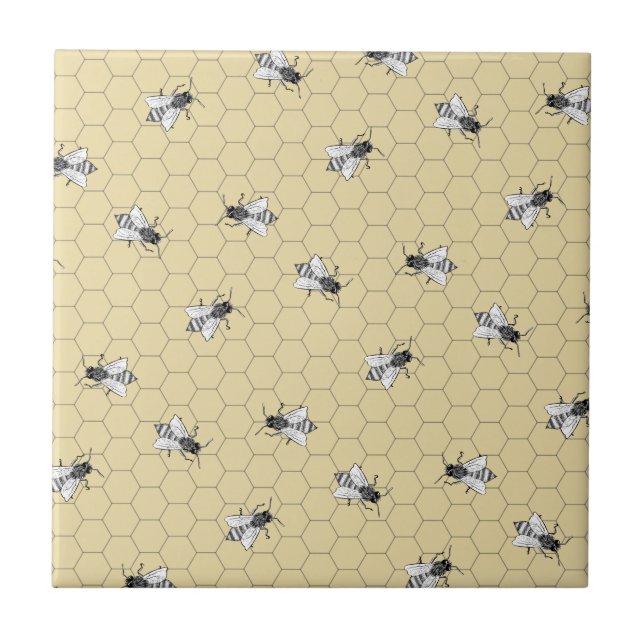 Carreau Les abeilles dans la cuvette en céramique (Devant)