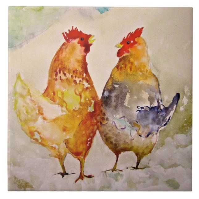 Carreau Les Amis De La Cuisine En Céramique De Poulet (Devant)