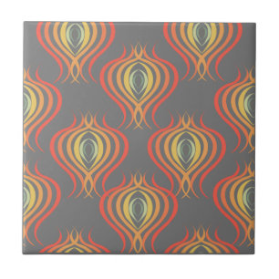 Carreau les années 70 Motif d'oignon d'inspiration orange 
