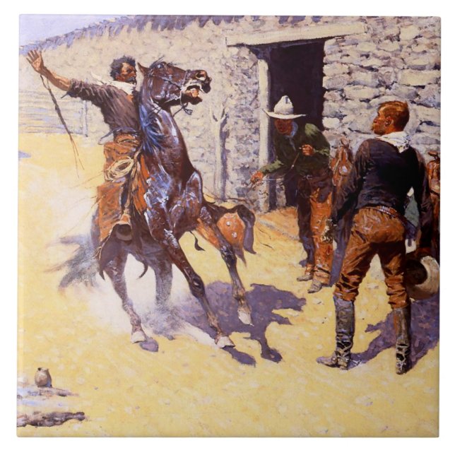 Carreau "Les Apaches - L'alarme" par Frederic Remington (Devant)