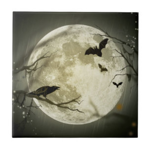 Carreau Les chauves-souris sur la lune à l'Halloween