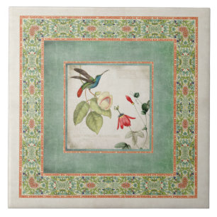 Carreau Les colibris vintages n de Chinoiserie fleurit le