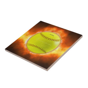 Carreau Les flammes de balle rapide de softball jaune de S
