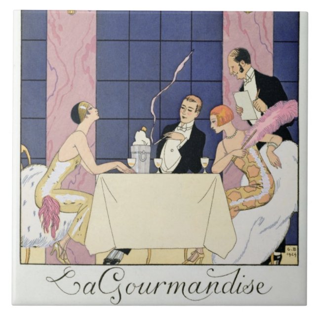 Carreau Les gourmands, 1920-30 (copie de pochoir) (Devant)