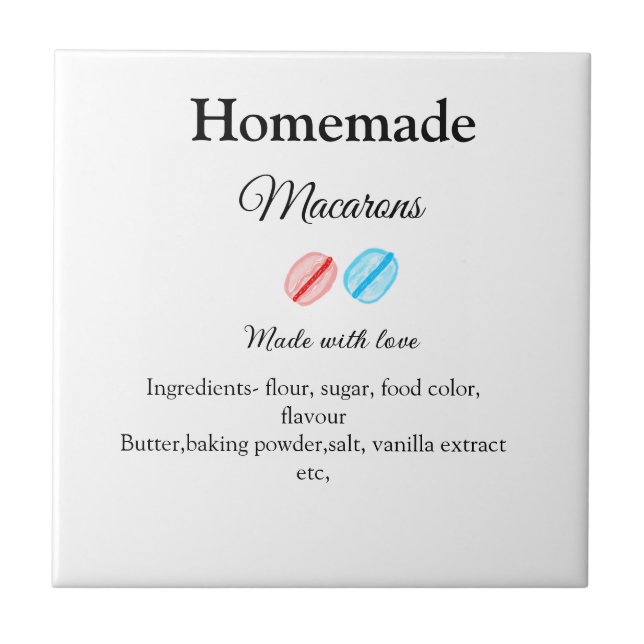 Carreau Les macarons faits maison ajoutent des ingrédients (Devant)