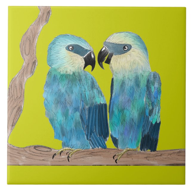 Carreau Les macaws de Spix sur un carrelage en céramique - (Devant)